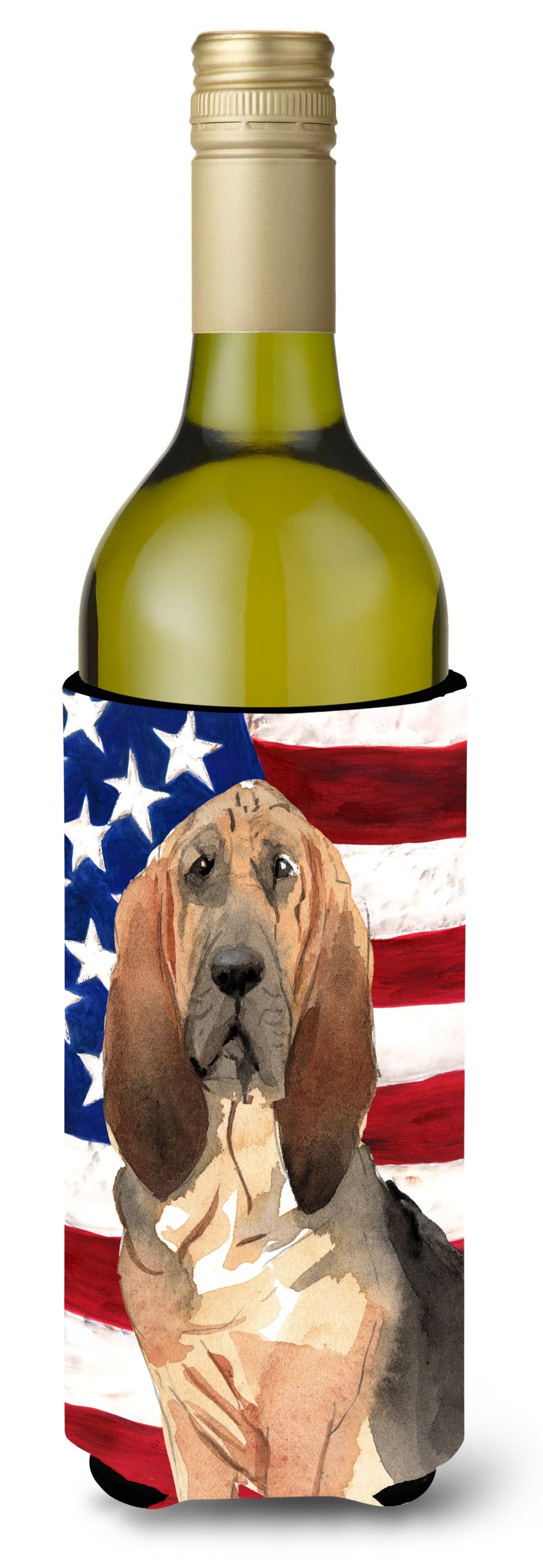 Patriotic USA Bloodhound Wine Bottle Beverge Insulator Hugger CK1739LITERK by Caroline&#39;s Treasures