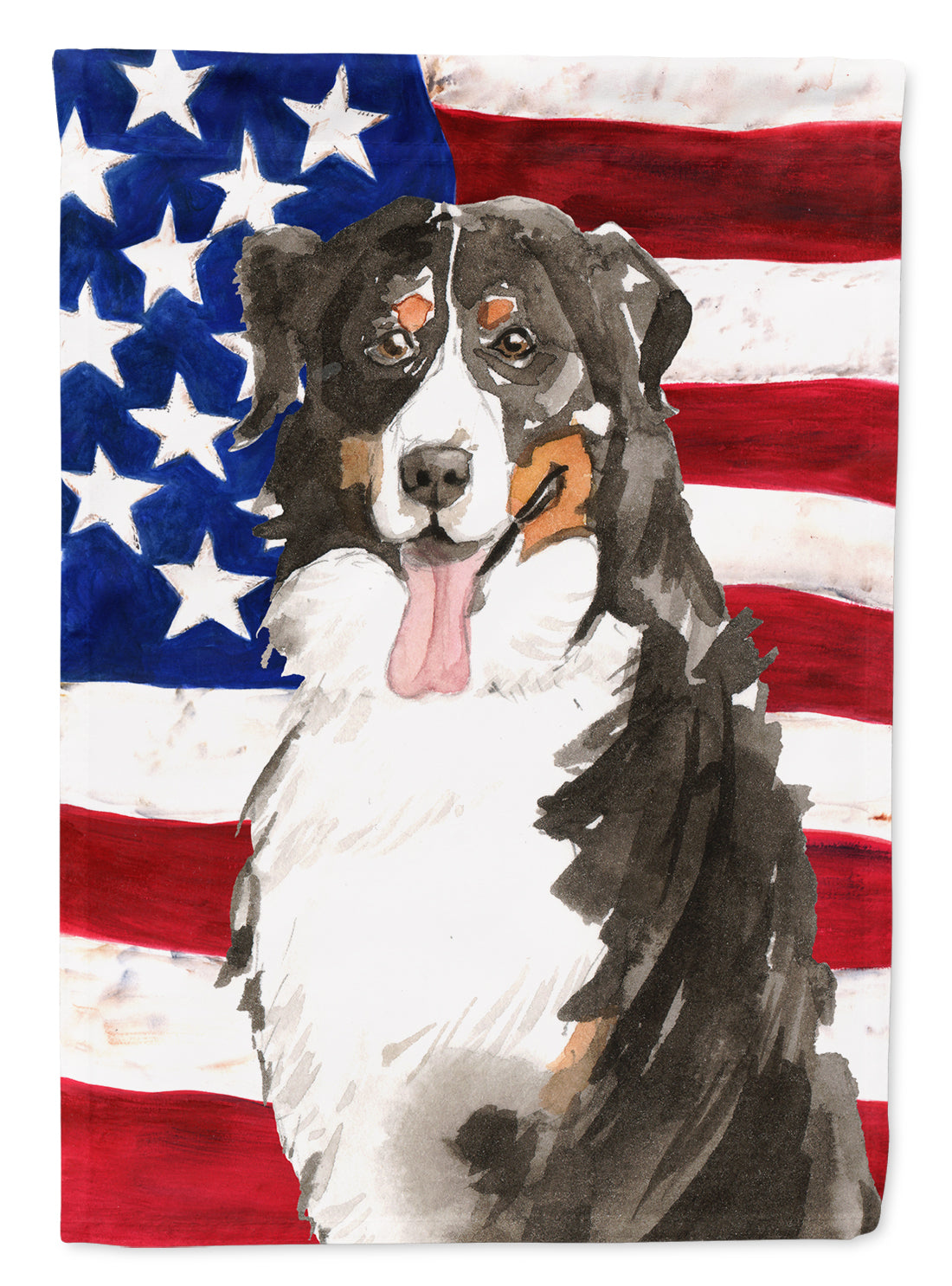Patriotic USA Bernese Mountain Dog Flag Canvas House Size CK1741CHF