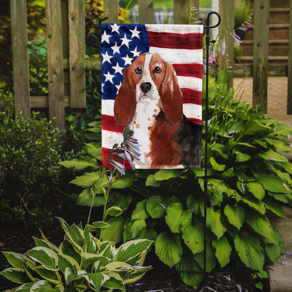 Patriotic USA Basset Hound Flag Garden Size CK1742GF  the-store.com.