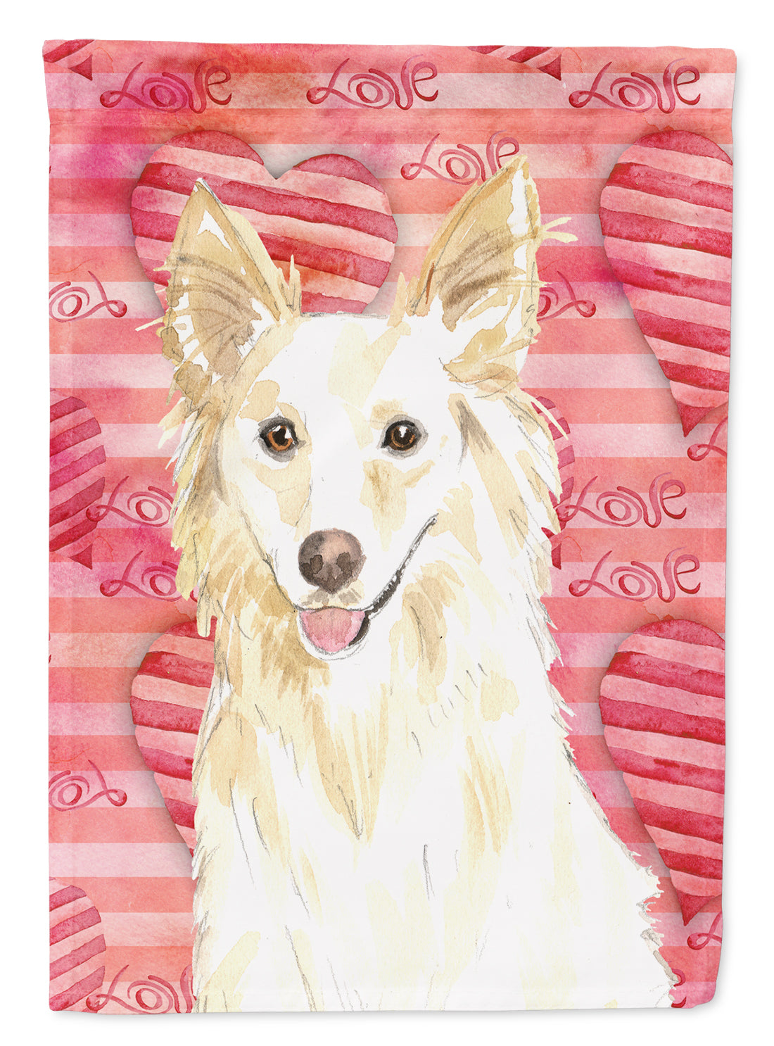 Love a White Collie Flag Canvas House Size CK1745CHF  the-store.com.