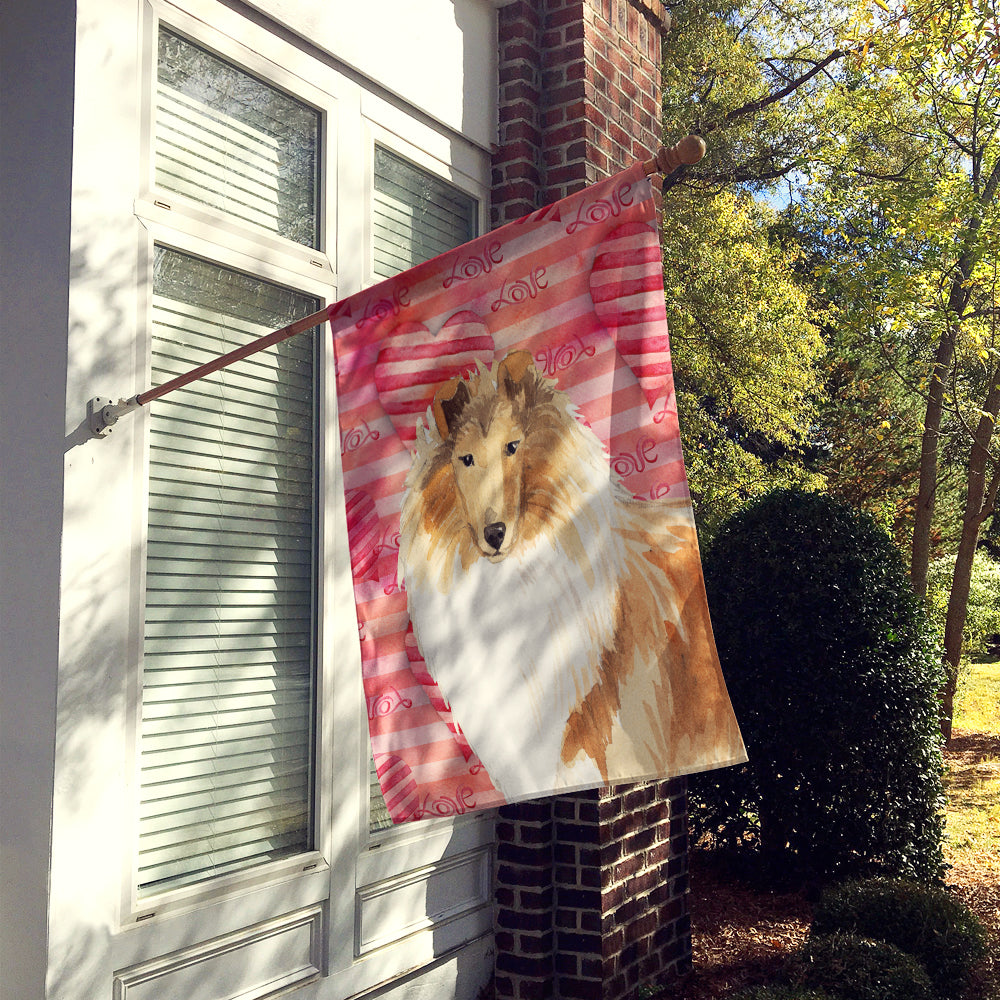 Love a Rough Collie Flag Canvas House Size CK1756CHF  the-store.com.