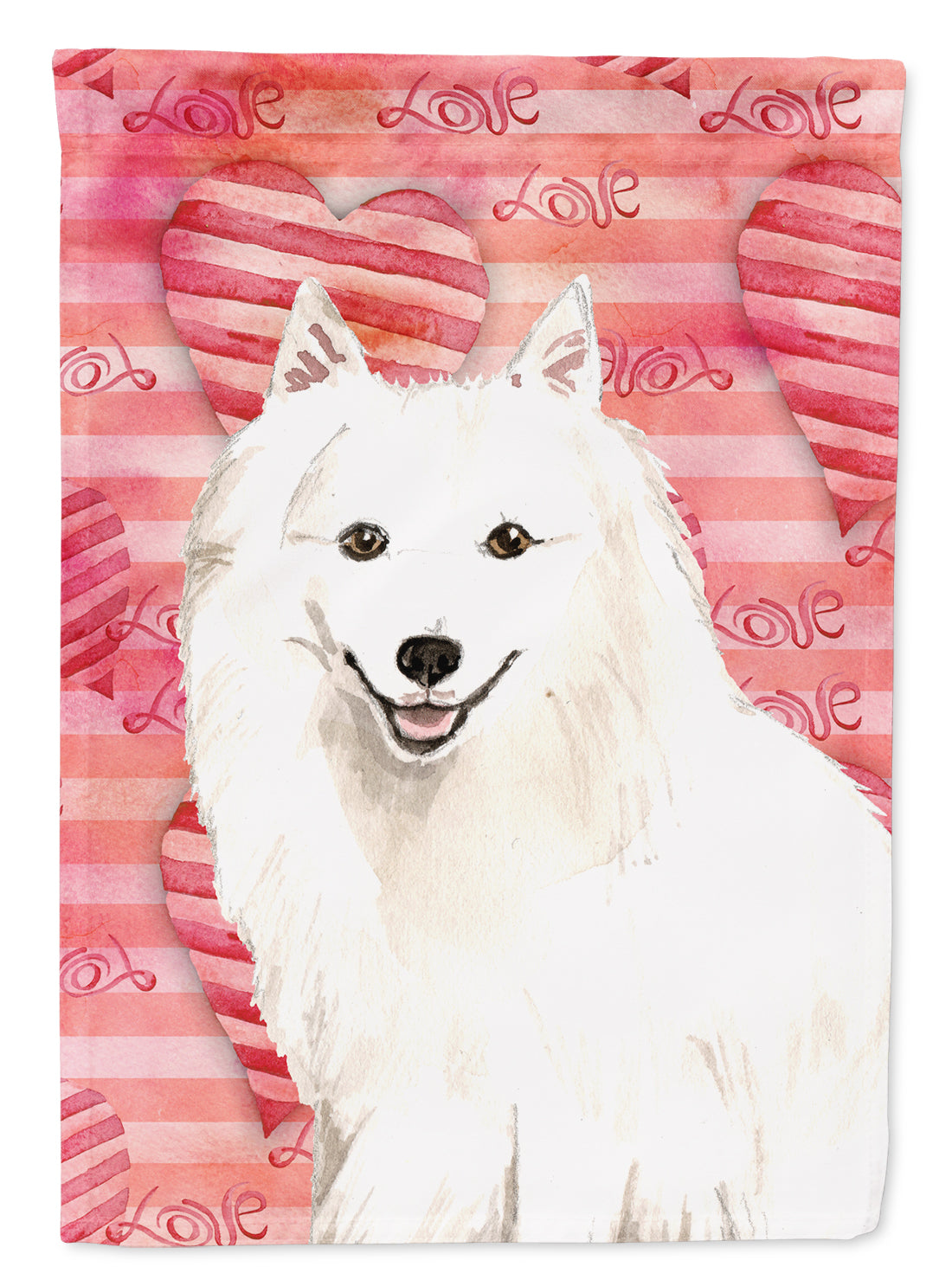 Love a Japanese Spitz Flag Canvas House Size CK1764CHF  the-store.com.