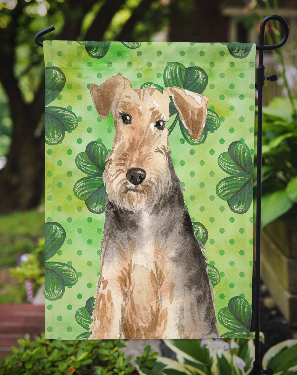Shamrocks Welsh Terrier Flag Garden Size CK1784GF