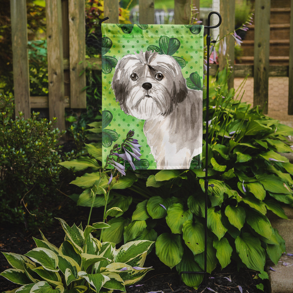 Caroline's Treasures Shamrocks Shih Tzu Puppy Garden Flag - Outdoor Decorative Yard Flag CK1788GF