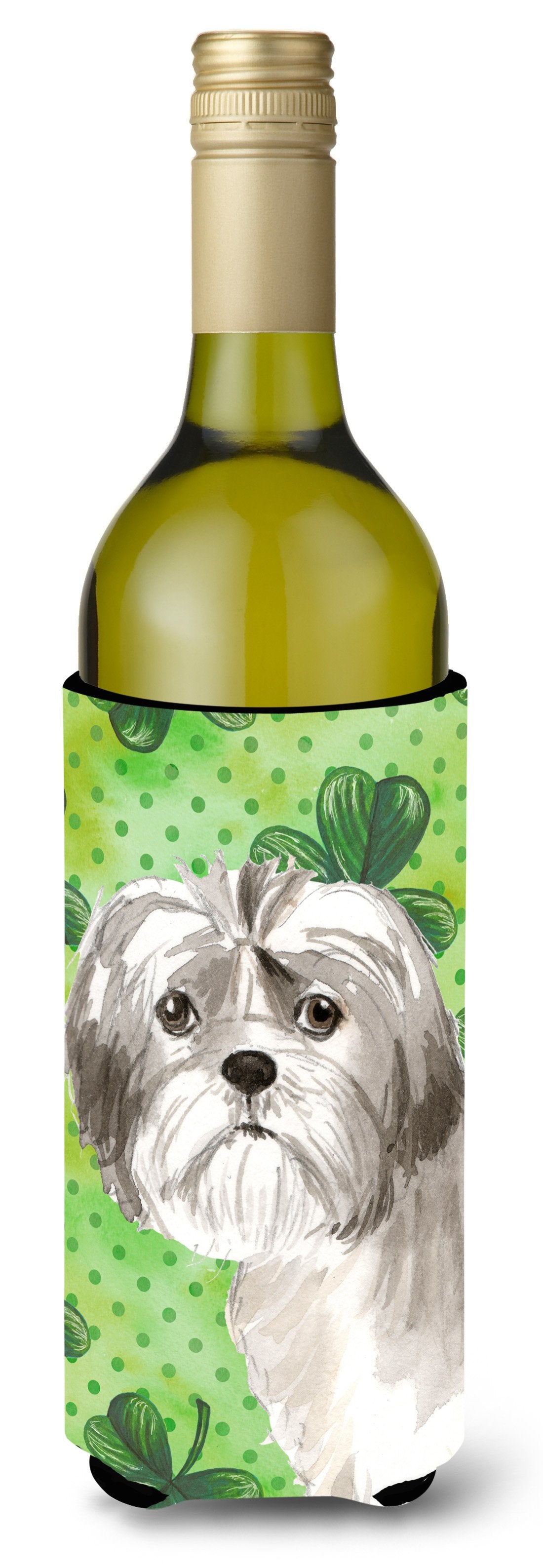Shamrocks Shih Tzu Puppy Wine Bottle Beverge Insulator Hugger CK1788LITERK by Caroline&#39;s Treasures