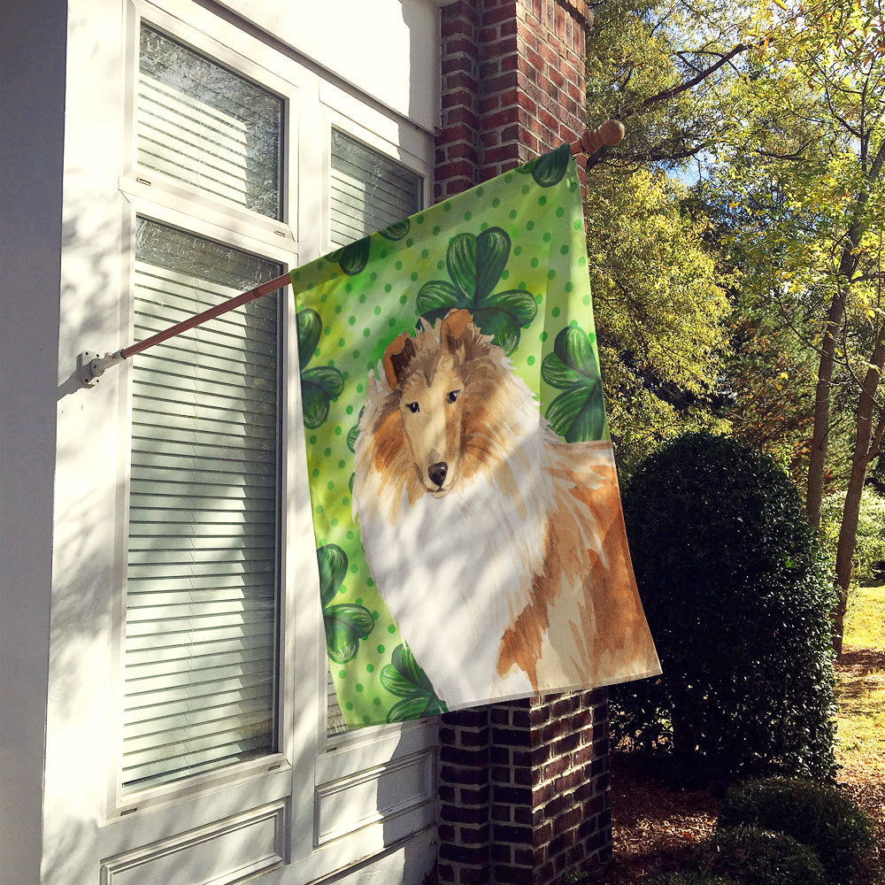Shamrocks Rough Collie Flag Canvas House Size CK1793CHF  the-store.com.