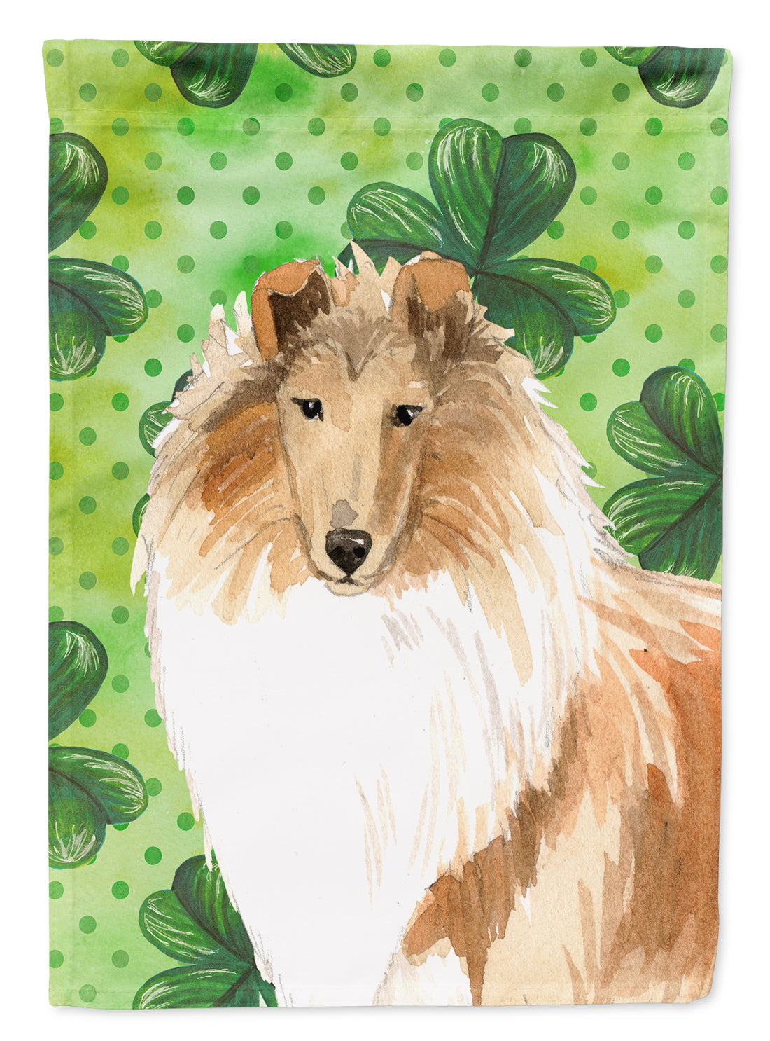 Caroline's Treasures Shamrocks Rough Collie Flag Canvas House Size CK1793CHF