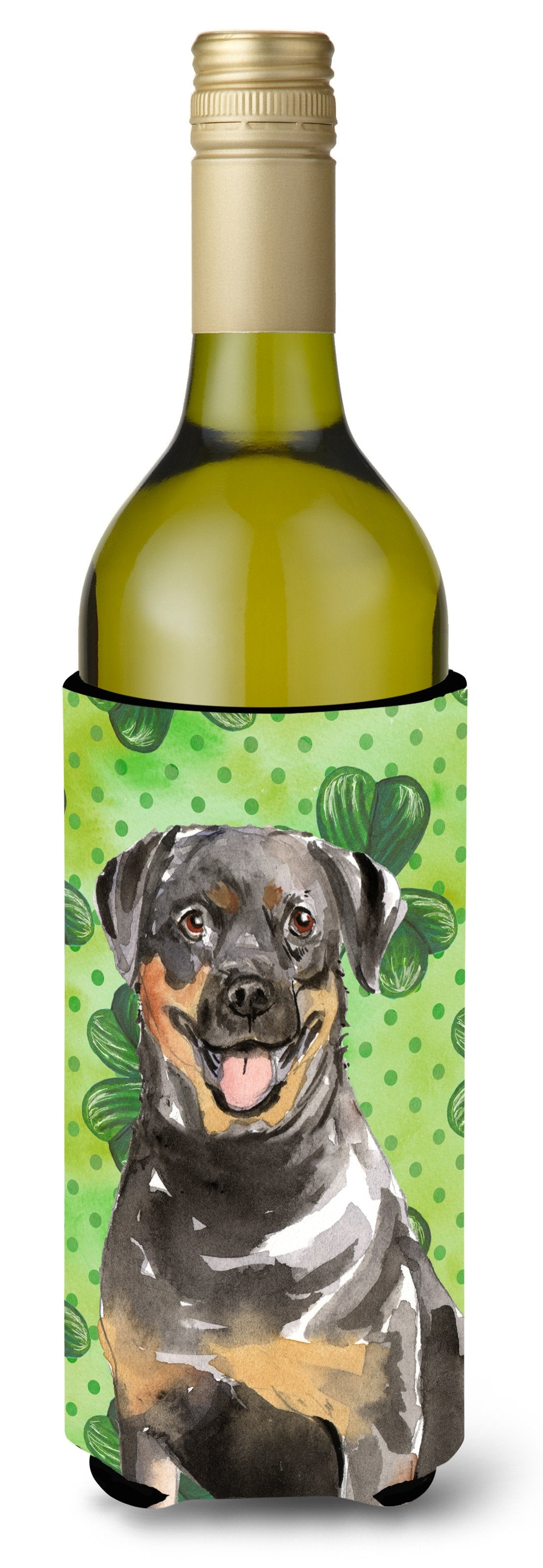 Shamrocks Rottweiler Wine Bottle Beverge Insulator Hugger CK1794LITERK by Caroline&#39;s Treasures