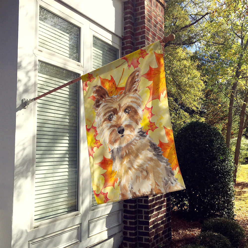 Fall Leaves Yorkie Yorkshire Terrier Flag Canvas House Size CK1817CHF  the-store.com.