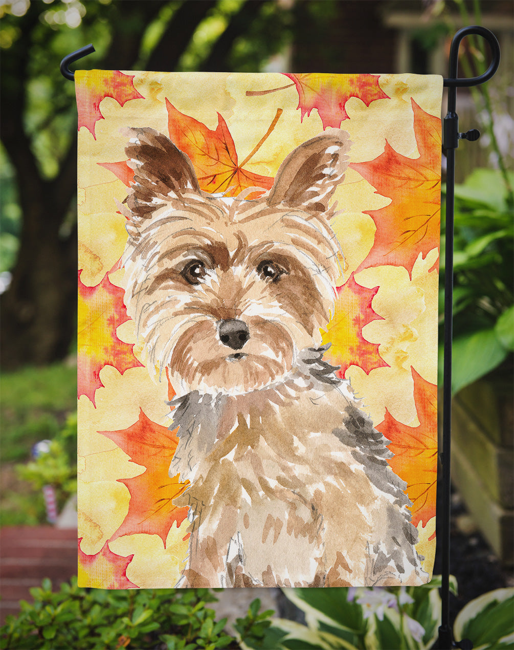 Fall Leaves Yorkie Yorkshire Terrier Flag Garden Size CK1817GF  the-store.com.