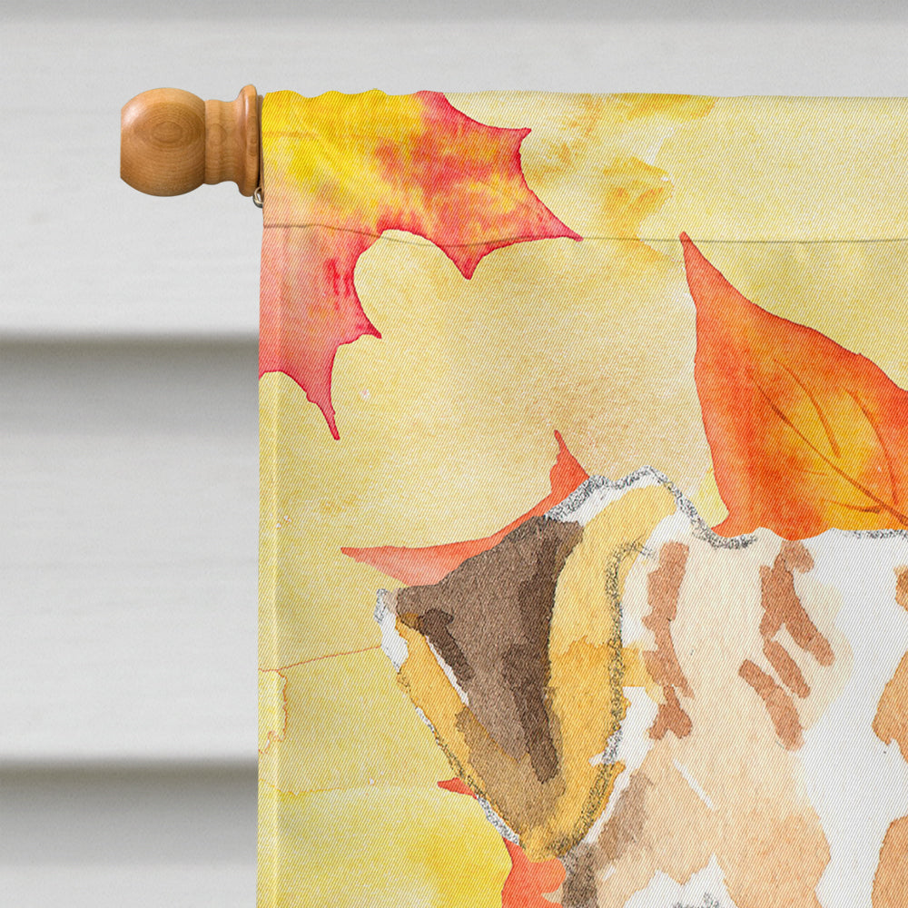Fall Leaves Fox Terrier Flag Canvas House Size CK1818CHF  the-store.com.