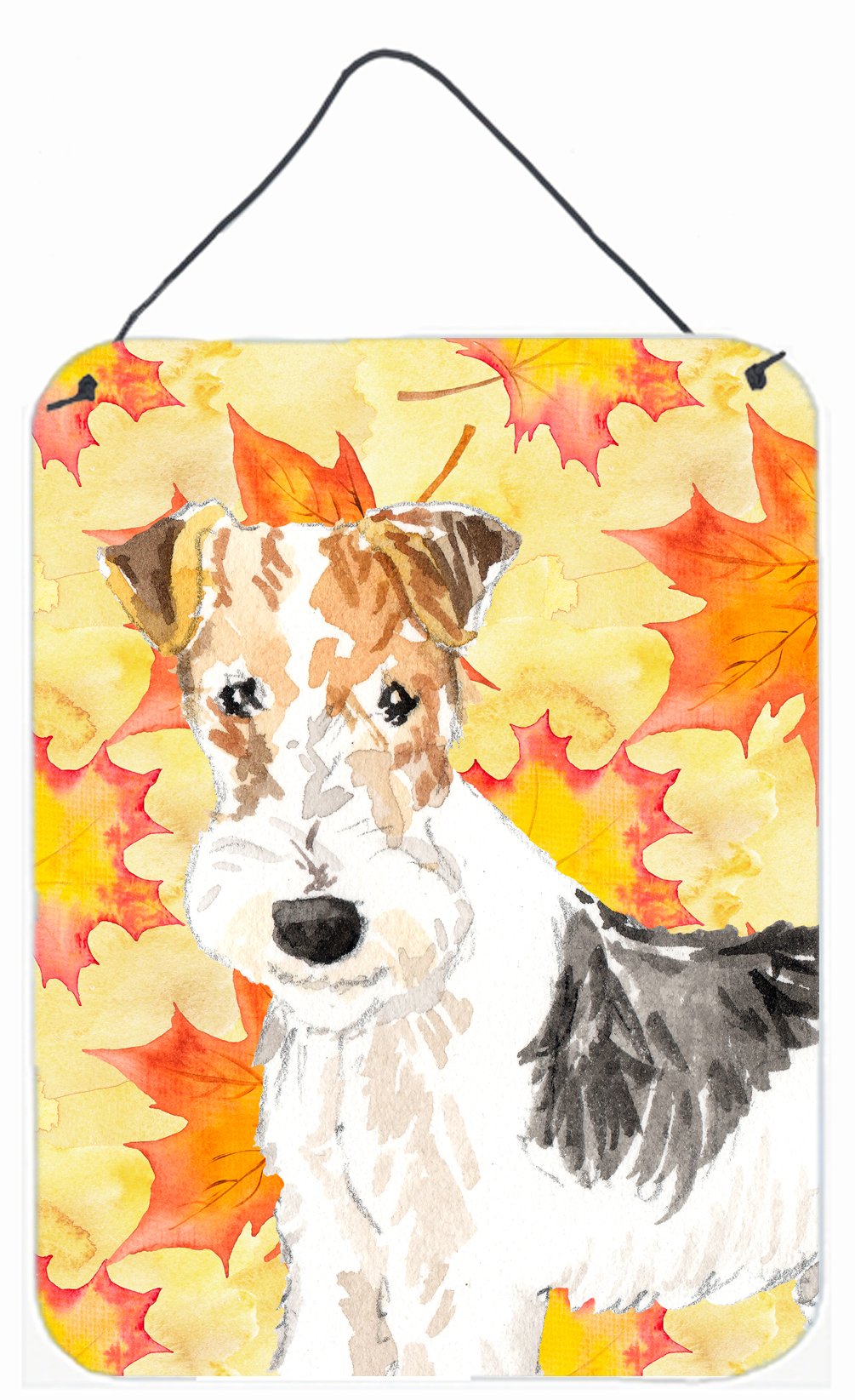 Fall Leaves Fox Terrier Wall or Door Hanging Prints CK1818DS1216 by Caroline&#39;s Treasures