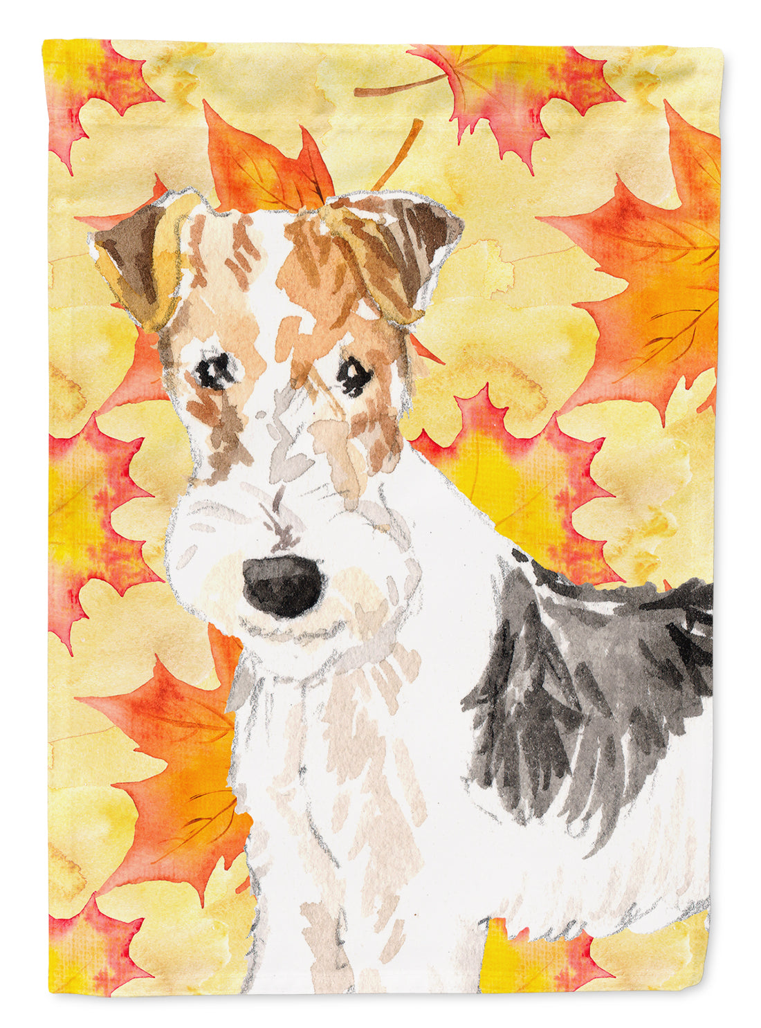 Fall Leaves Fox Terrier Flag Garden Size CK1818GF