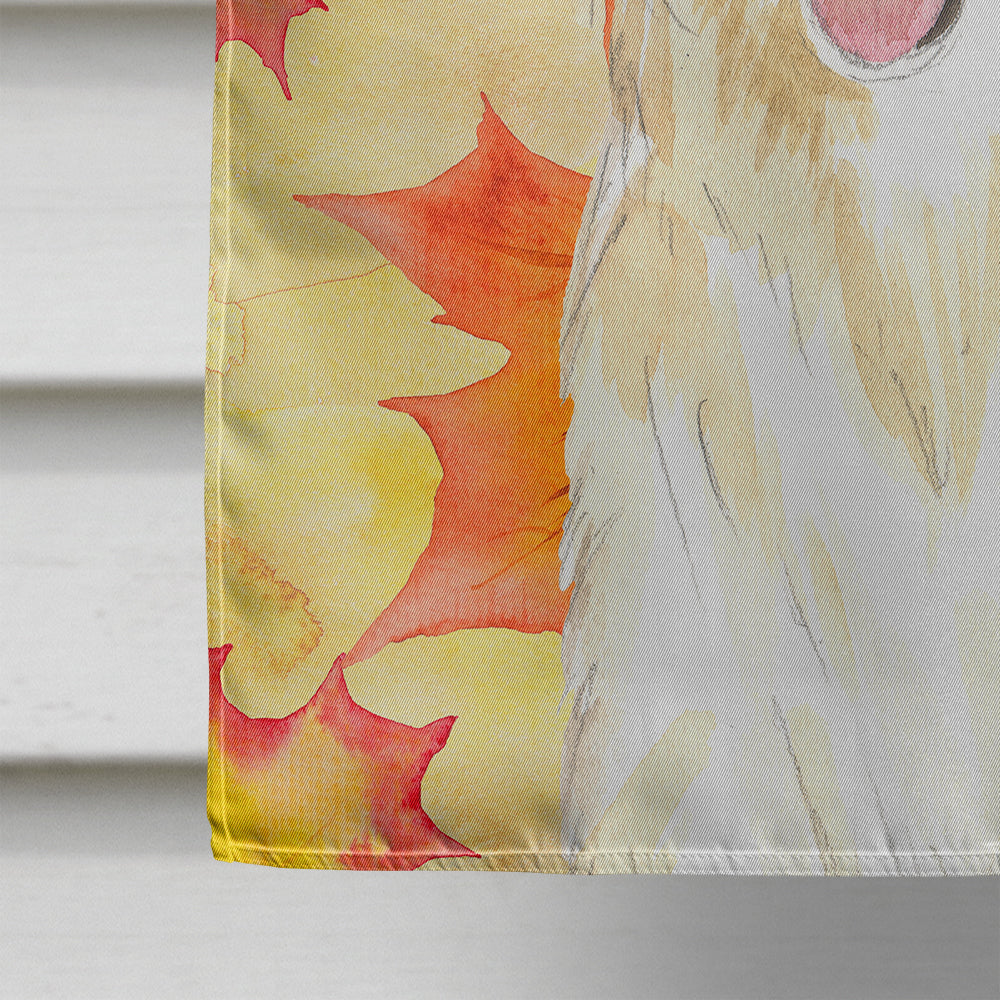 Fall Leaves White Collie Flag Canvas House Size CK1819CHF