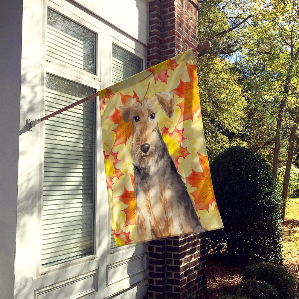 Fall Leaves Welsh Terrier Flag Canvas House Size CK1821CHF  the-store.com.