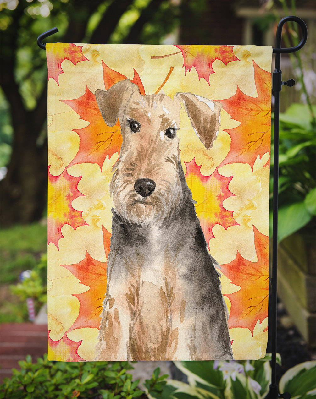 Fall Leaves Welsh Terrier Flag Garden Size CK1821GF