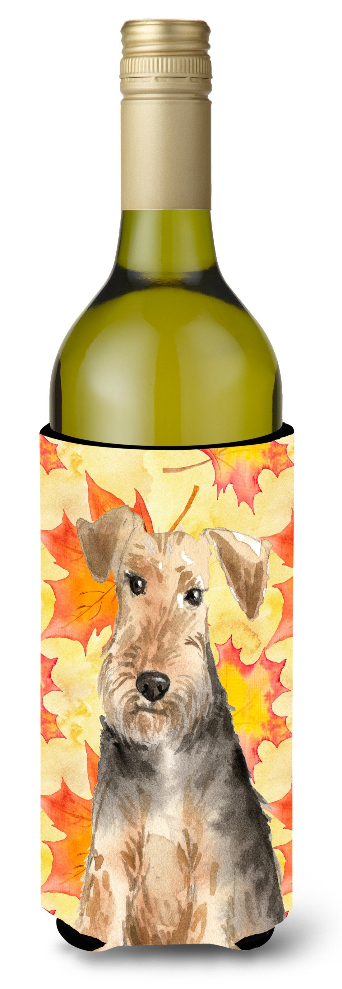Fall Leaves Welsh Terrier Wine Bottle Beverge Insulator Hugger CK1821LITERK by Caroline&#39;s Treasures