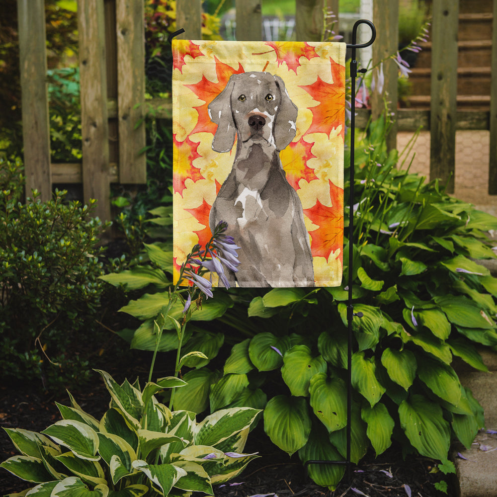 Caroline's Treasures Fall Leaves Weimaraner Garden Flag - Outdoor Decorative Yard Flag CK1822GF