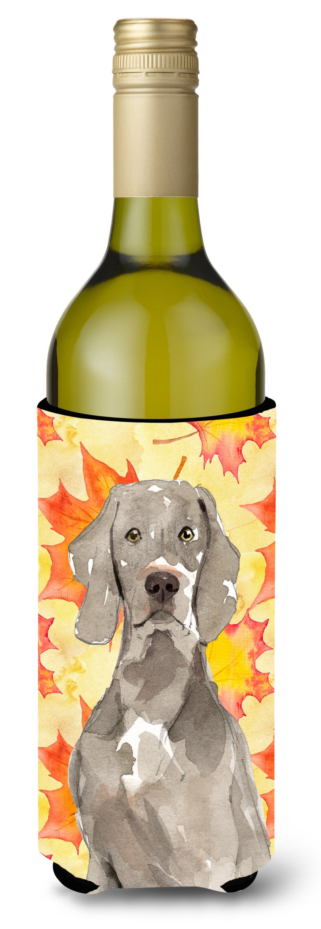 Fall Leaves Weimaraner Wine Bottle Beverge Insulator Hugger CK1822LITERK by Caroline&#39;s Treasures