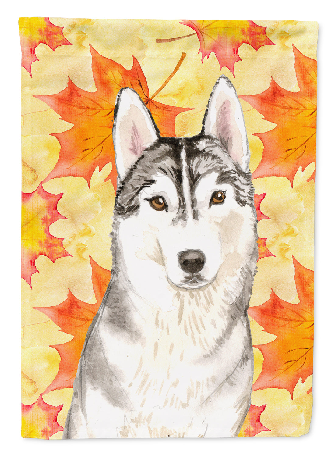 Fall Leaves Siberian Husky Flag Canvas House Size CK1824CHF  the-store.com.