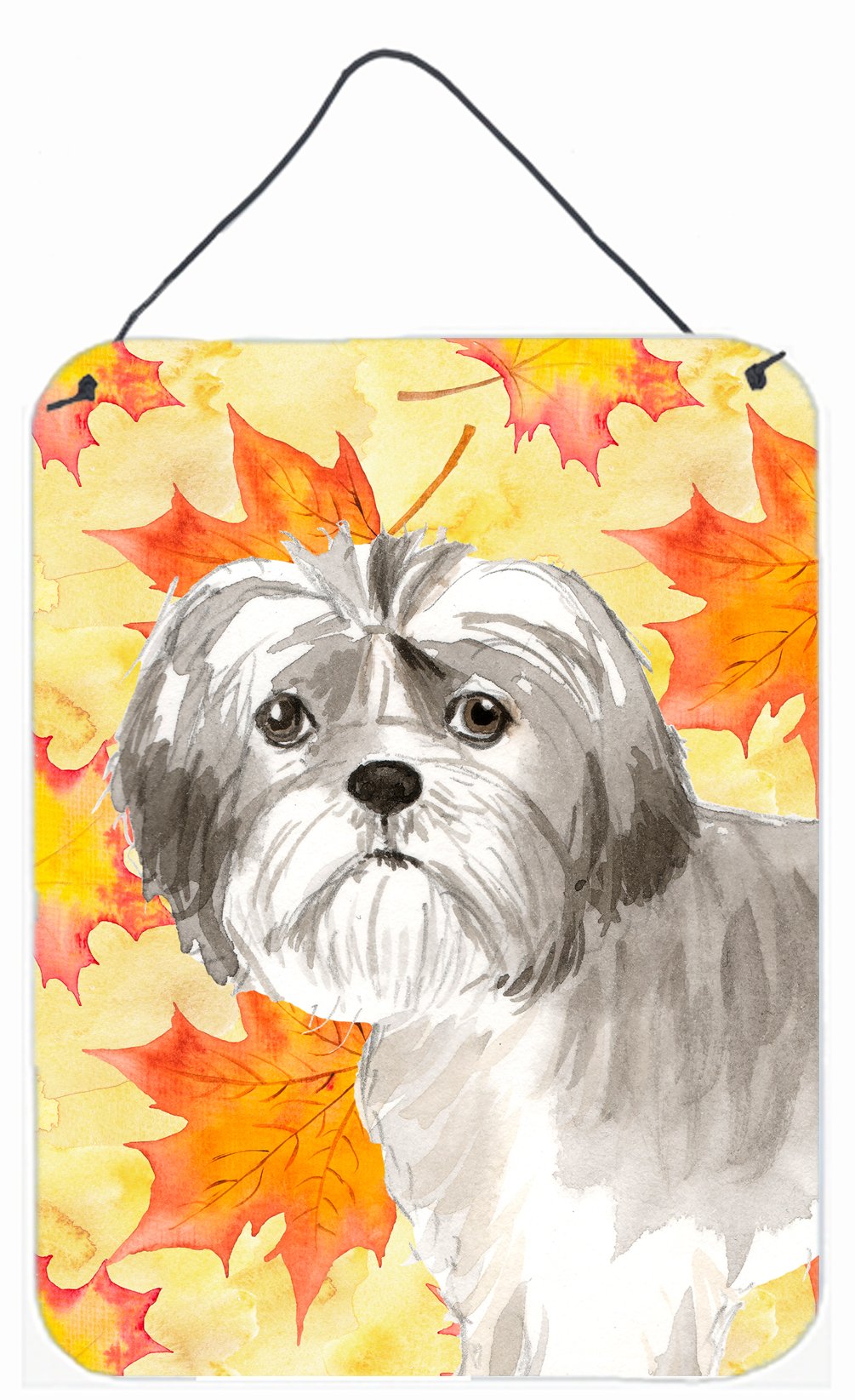 Fall Leaves Shih Tzu Puppy Wall or Door Hanging Prints CK1825DS1216 by Caroline's Treasures