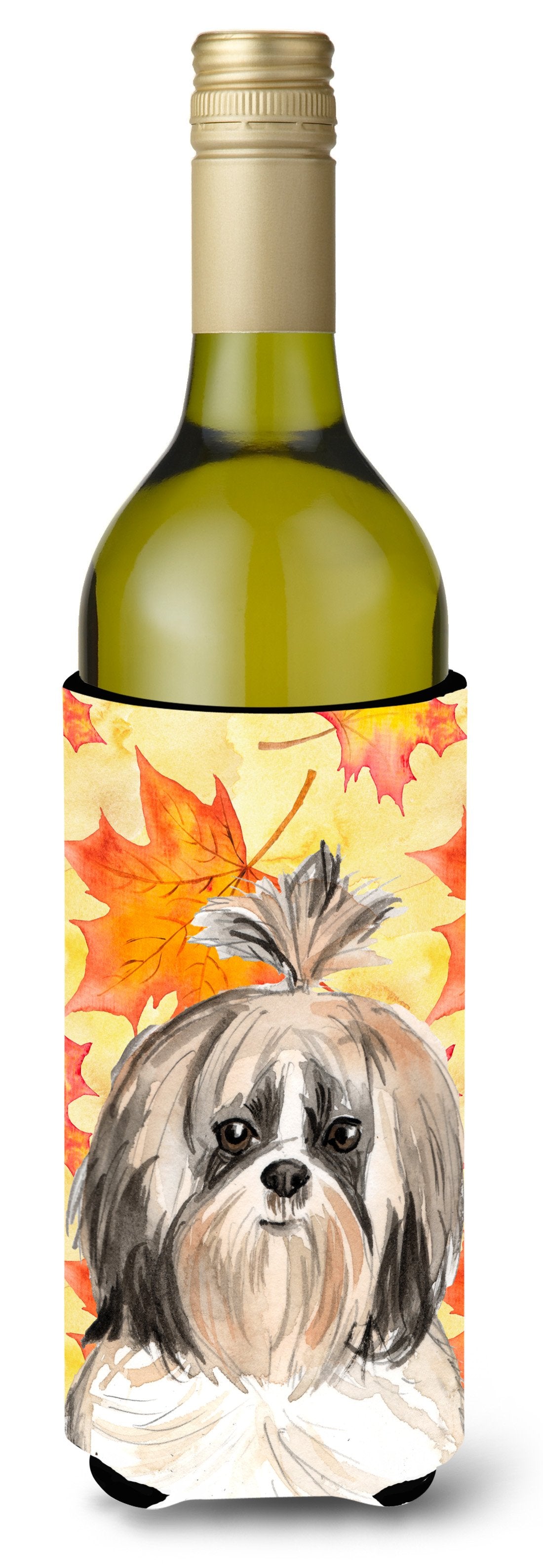 Fall Leaves Shih Tzu Wine Bottle Beverge Insulator Hugger CK1826LITERK by Caroline&#39;s Treasures