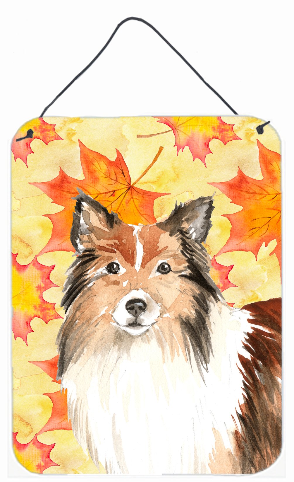 Fall Leaves Sheltie Wall or Door Hanging Prints CK1827DS1216 by Caroline&#39;s Treasures