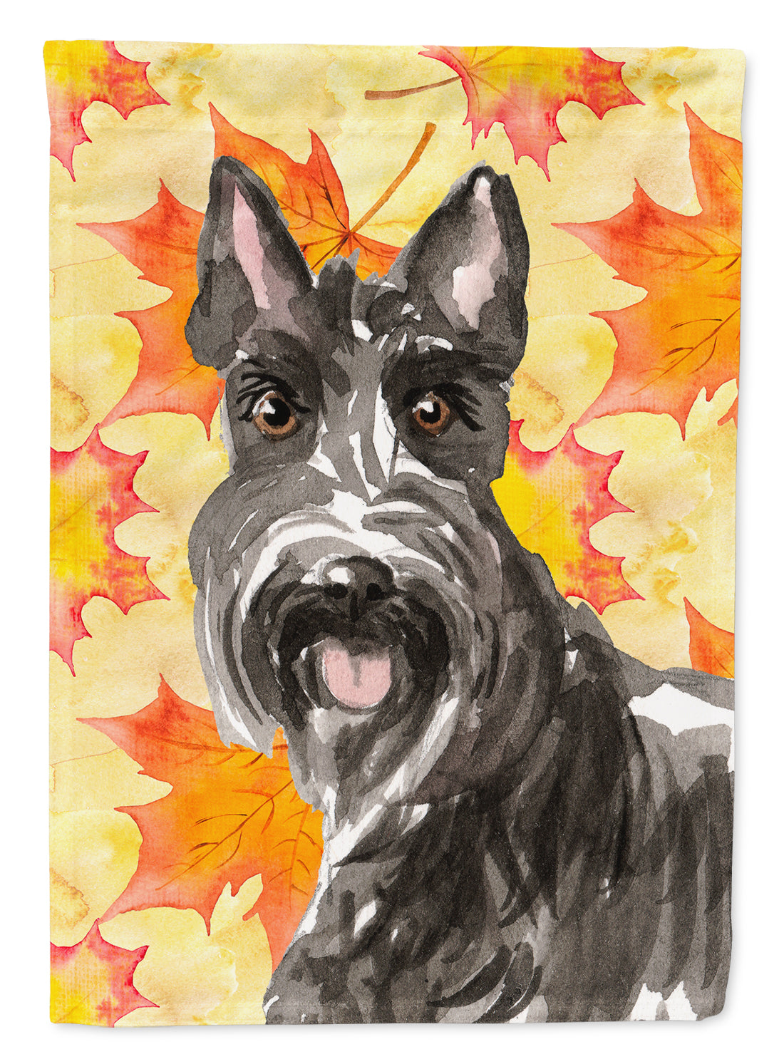 Fall Leaves Scottish Terrier Flag Canvas House Size CK1828CHF  the-store.com.
