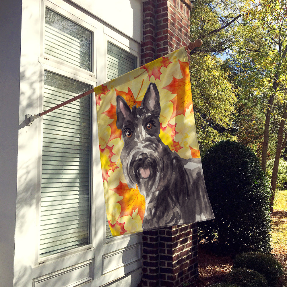 Fall Leaves Scottish Terrier Flag Canvas House Size CK1828CHF