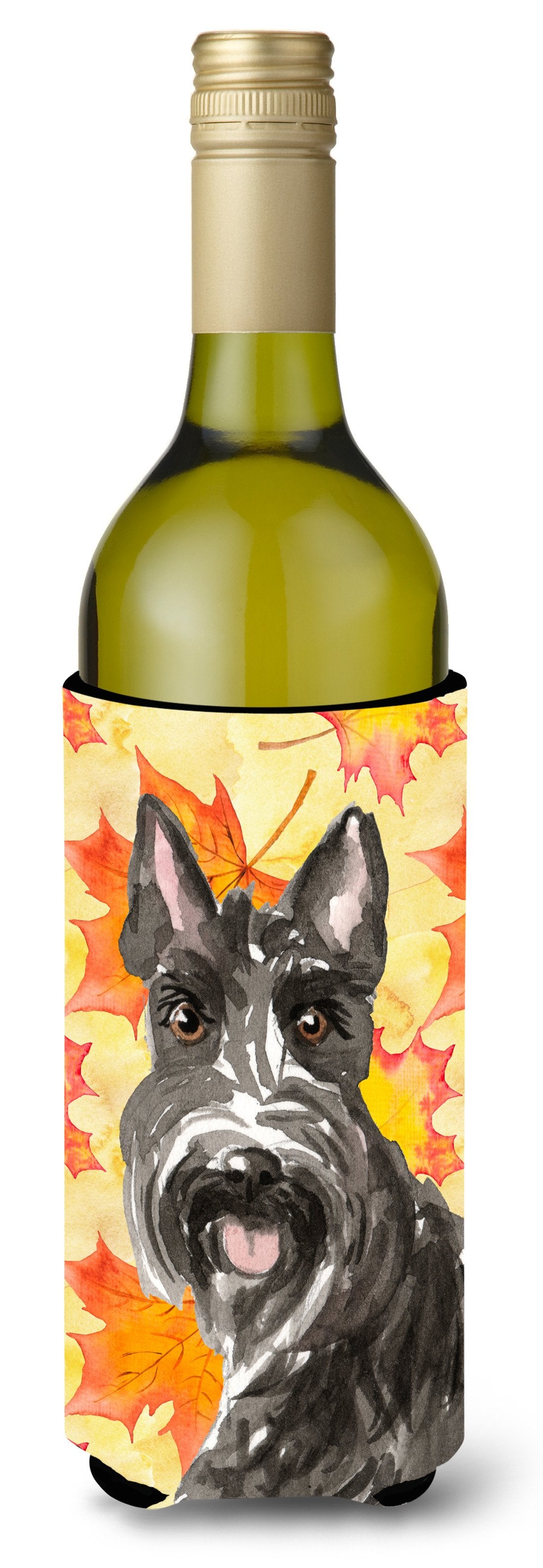 Fall Leaves Scottish Terrier Wine Bottle Beverge Insulator Hugger CK1828LITERK by Caroline&#39;s Treasures