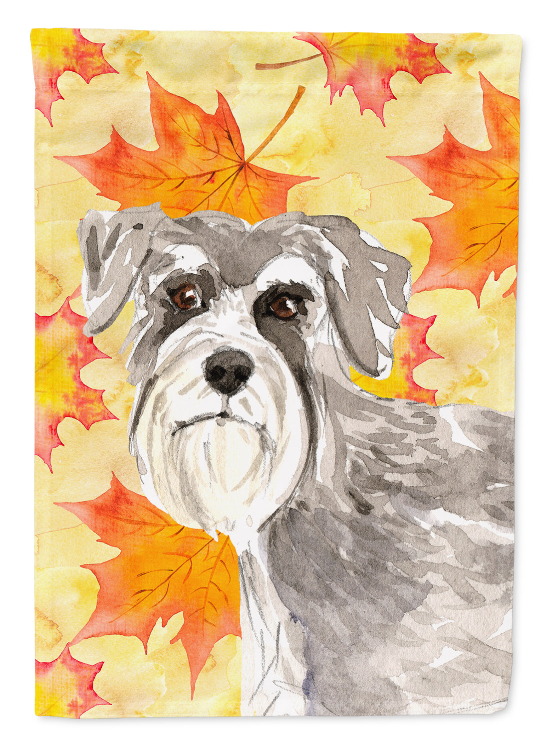 Fall Leaves Schnauzer #1 Flag Canvas House Size CK1829CHF  the-store.com.