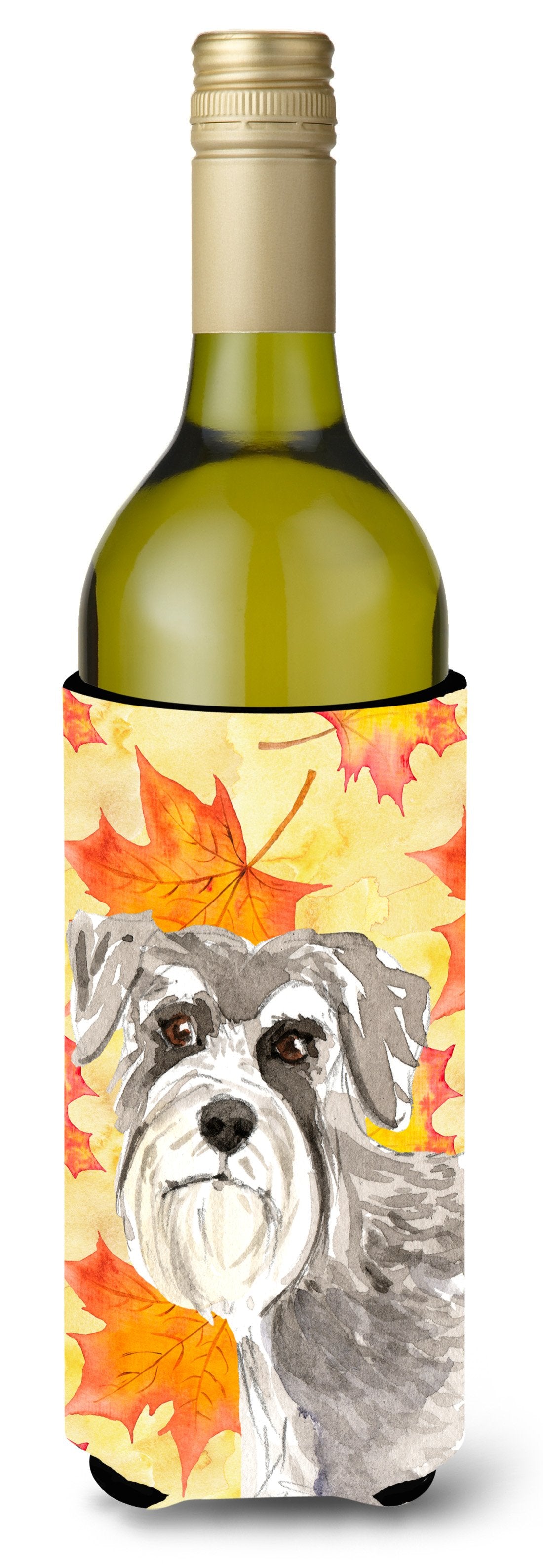 Fall Leaves Schnauzer #1 Wine Bottle Beverge Insulator Hugger CK1829LITERK by Caroline&#39;s Treasures