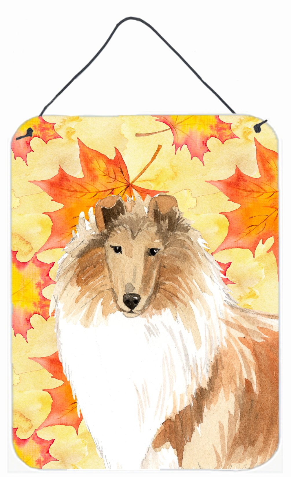 Fall Leaves Rough Collie Wall or Door Hanging Prints CK1830DS1216 by Caroline&#39;s Treasures