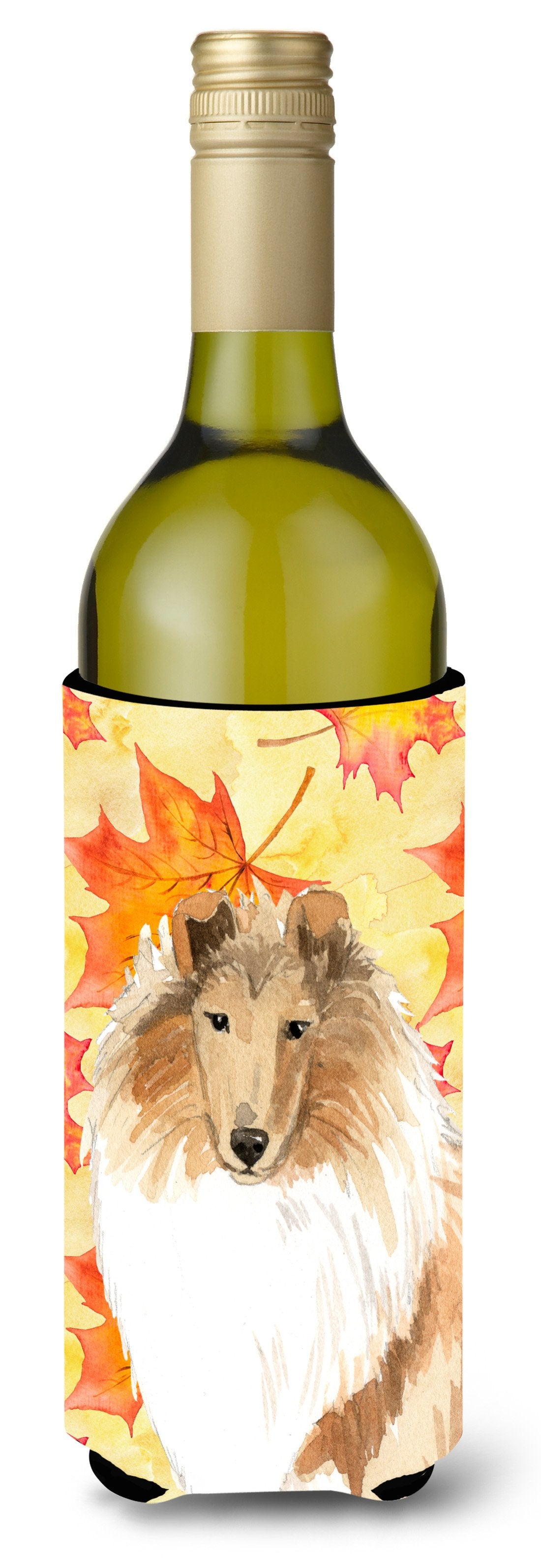 Fall Leaves Rough Collie Wine Bottle Beverage Insulator Hugger CK1830LITERK by Caroline's Treasures