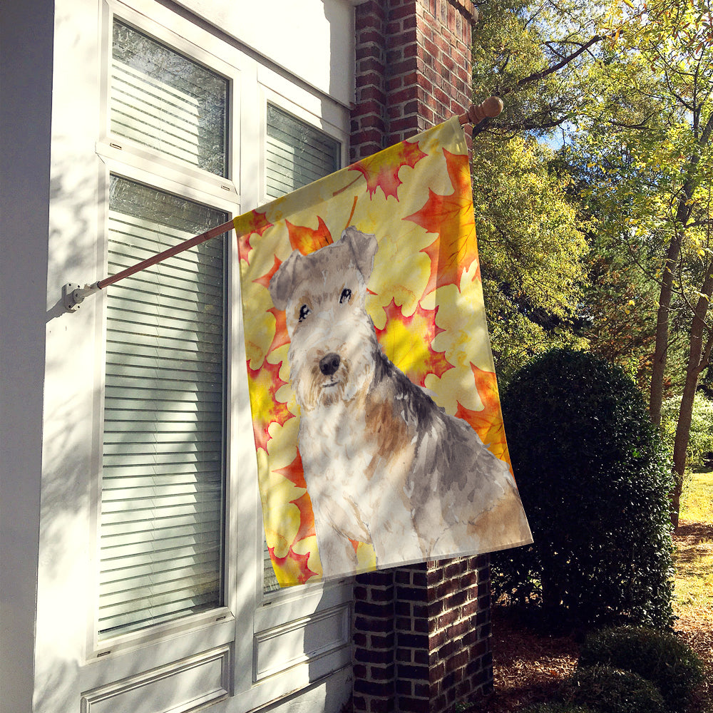 Fall Leaves Lakeland Terrier Flag Canvas House Size CK1836CHF  the-store.com.