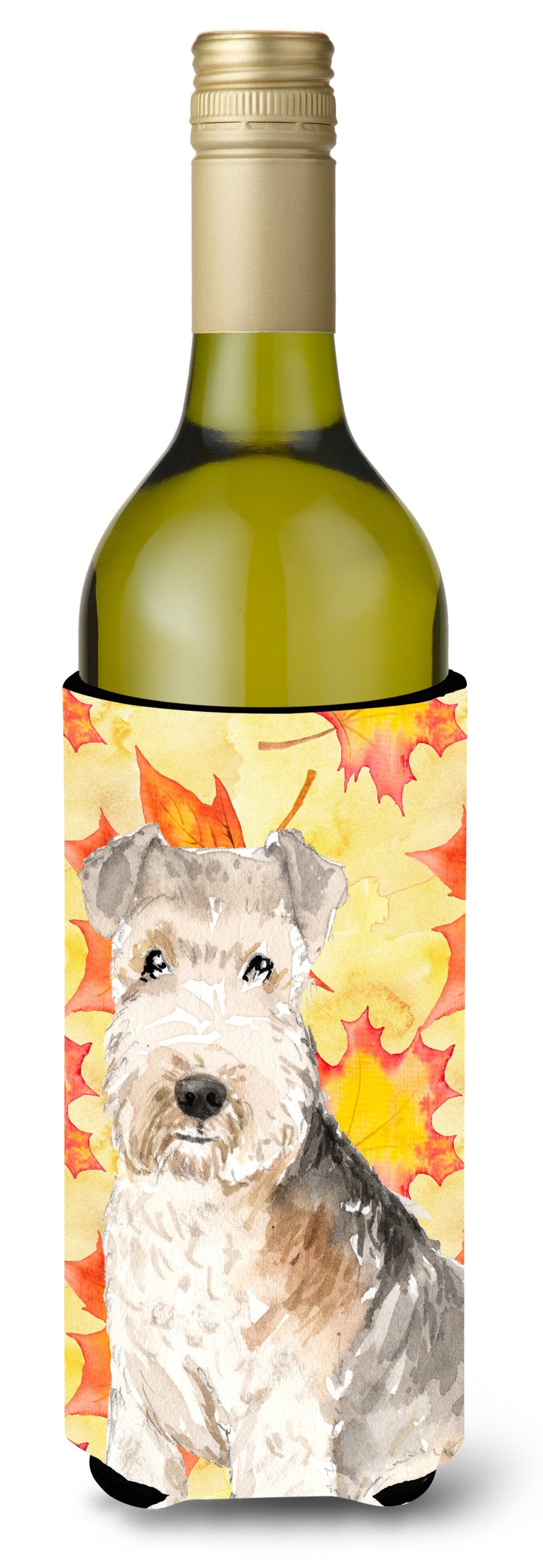 Fall Leaves Lakeland Terrier Wine Bottle Beverge Insulator Hugger CK1836LITERK by Caroline&#39;s Treasures