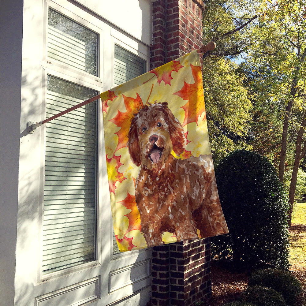 Fall Leaves Labradoodle Flag Canvas House Size CK1837CHF  the-store.com.