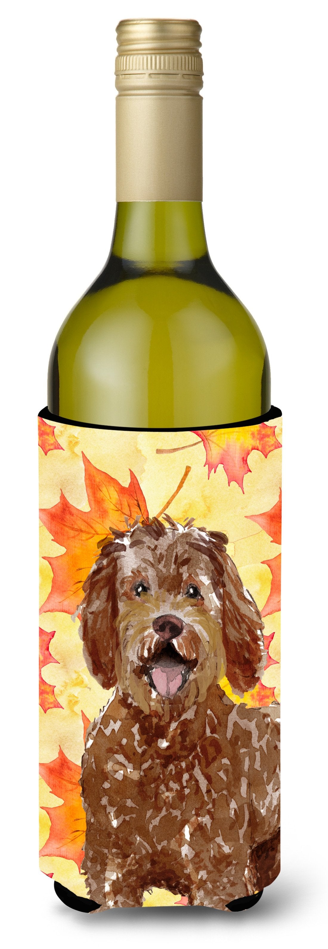 Fall Leaves Labradoodle Wine Bottle Beverge Insulator Hugger CK1837LITERK by Caroline&#39;s Treasures