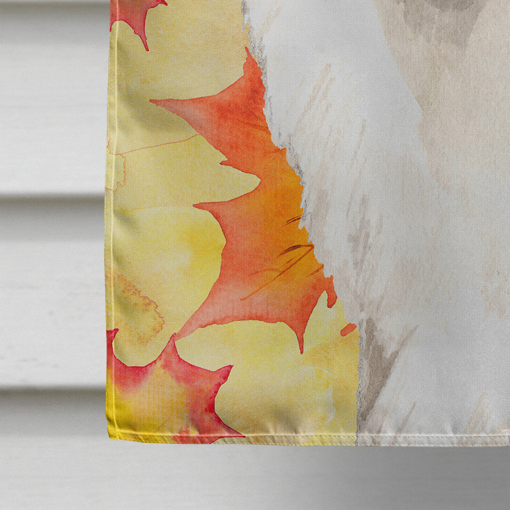 Fall Leaves Japanese Spitz Flag Canvas House Size CK1838CHF  the-store.com.