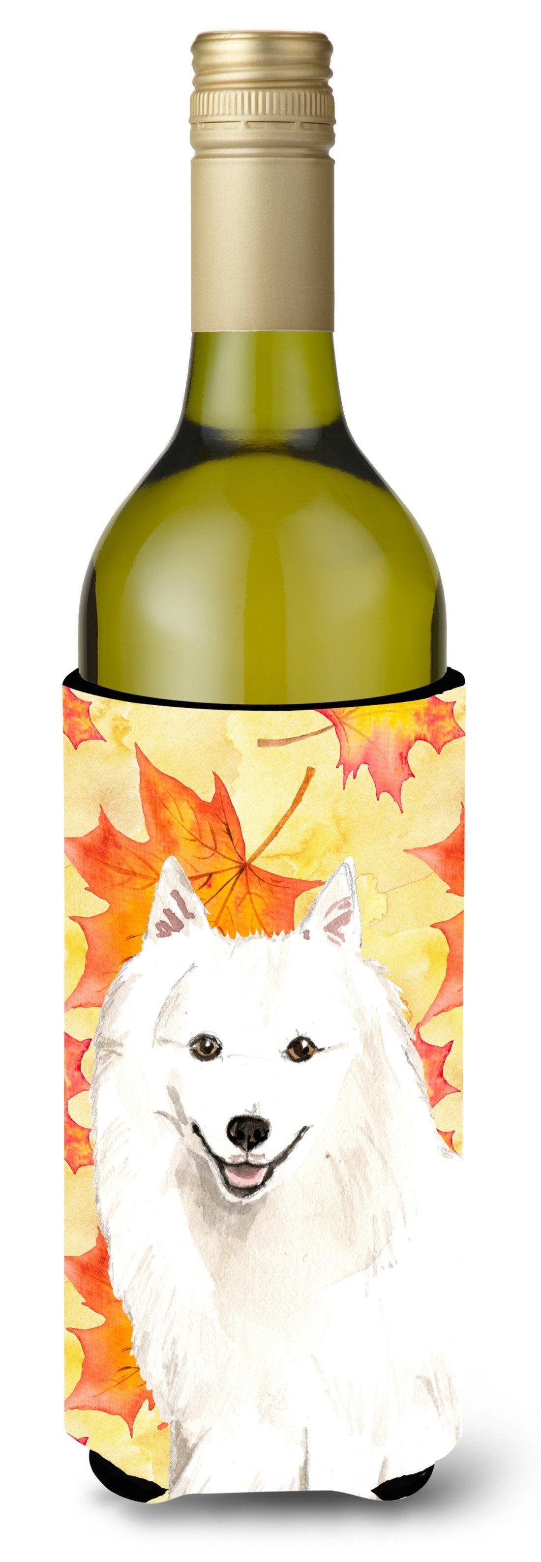 Fall Leaves Japanese Spitz Wine Bottle Beverge Insulator Hugger CK1838LITERK by Caroline's Treasures