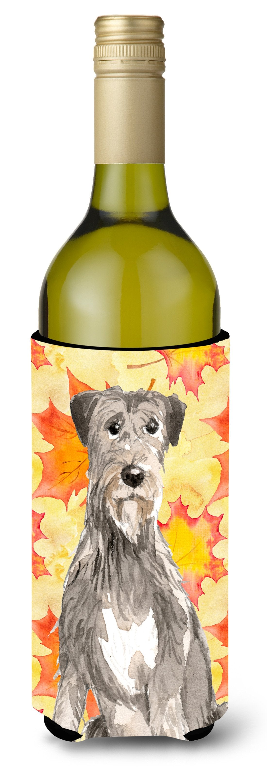 Fall Leaves Irish Wolfhound Wine Bottle Beverge Insulator Hugger CK1839LITERK by Caroline&#39;s Treasures