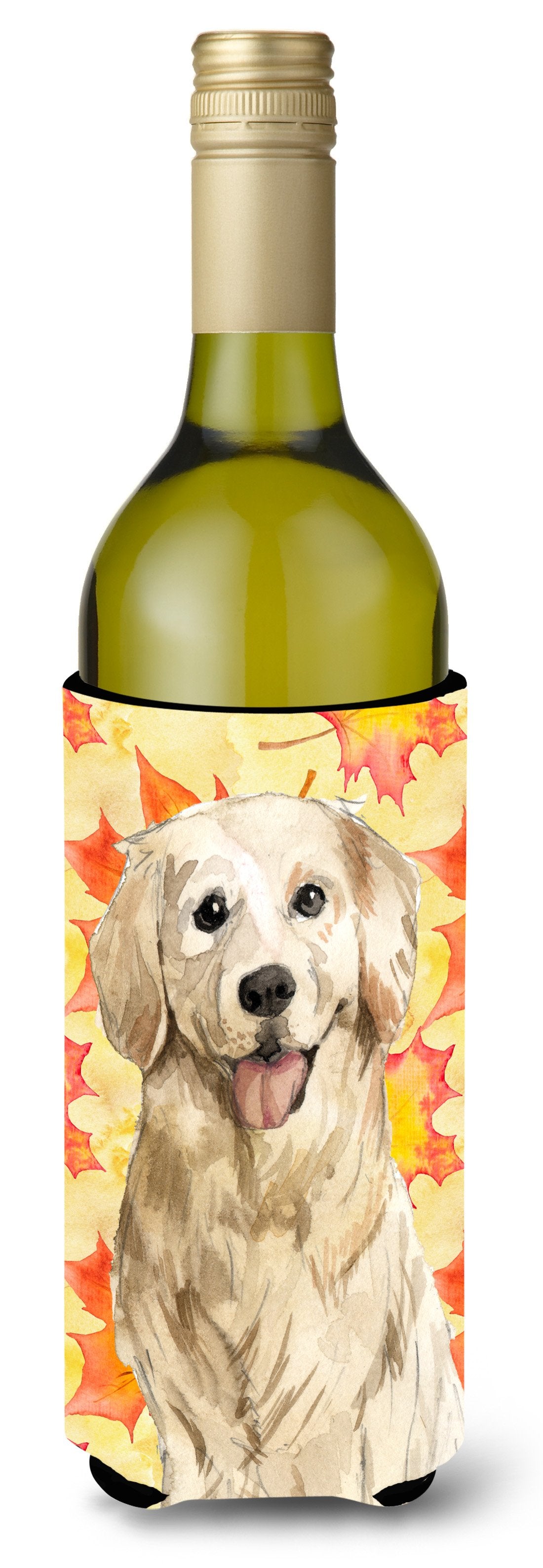 Fall Leaves Golden Retriever Wine Bottle Beverge Insulator Hugger CK1841LITERK by Caroline&#39;s Treasures
