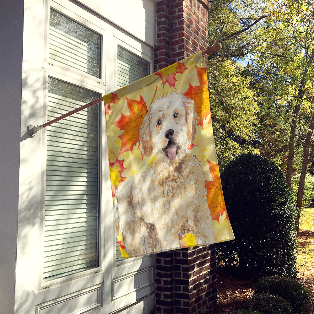 Caroline's Treasures Fall Leaves Goldendoodle Flag Canvas House Size CK1842CHF