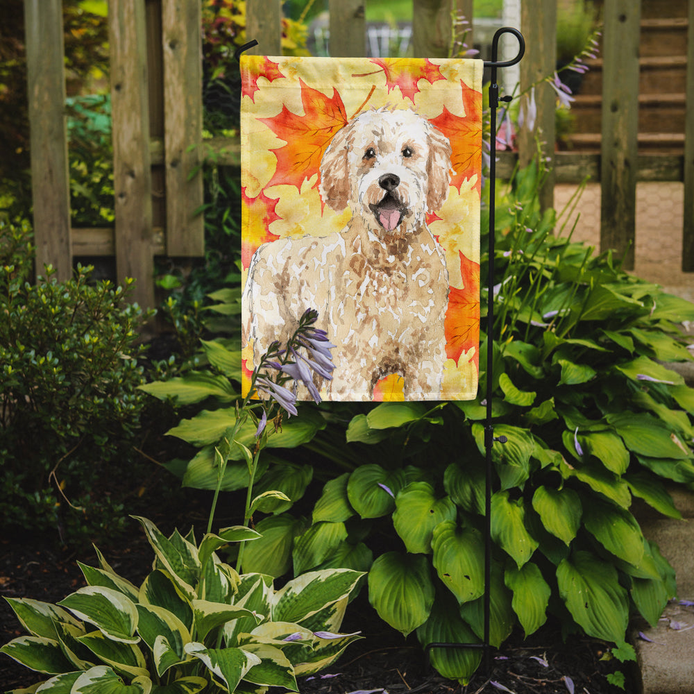 Caroline's Treasures Fall Leaves Goldendoodle Garden Flag - Outdoor Decorative Yard Flag CK1842GF