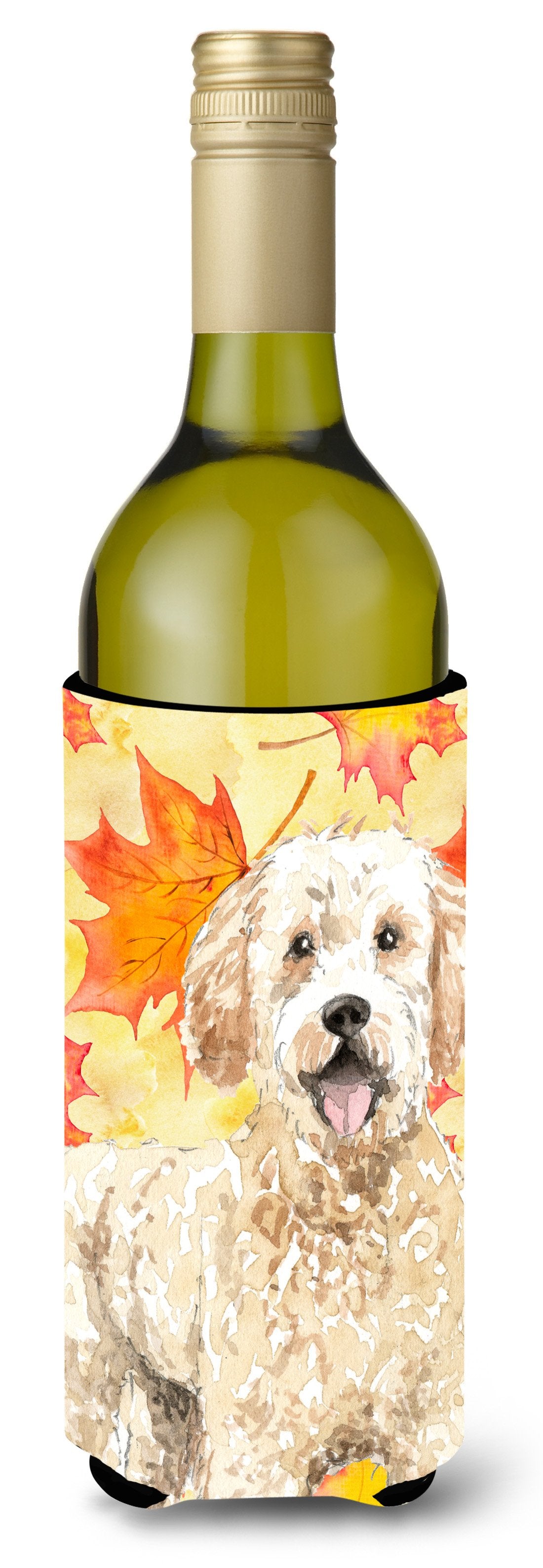 Fall Leaves Goldendoodle Wine Bottle Beverge Insulator Hugger CK1842LITERK by Caroline&#39;s Treasures