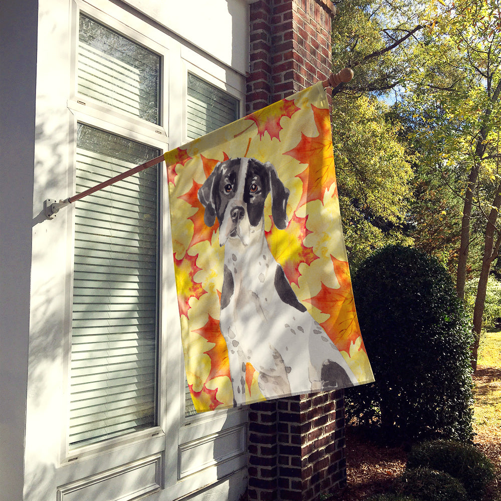 Fall Leaves English Pointer Flag Canvas House Size CK1843CHF  the-store.com.