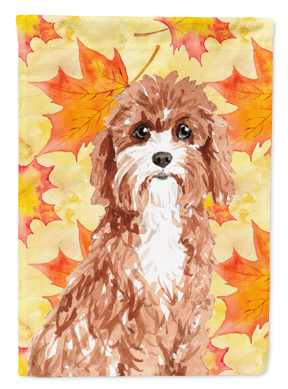 Fall Leaves Cavapoo Flag Canvas House Size CK1844CHF  the-store.com.
