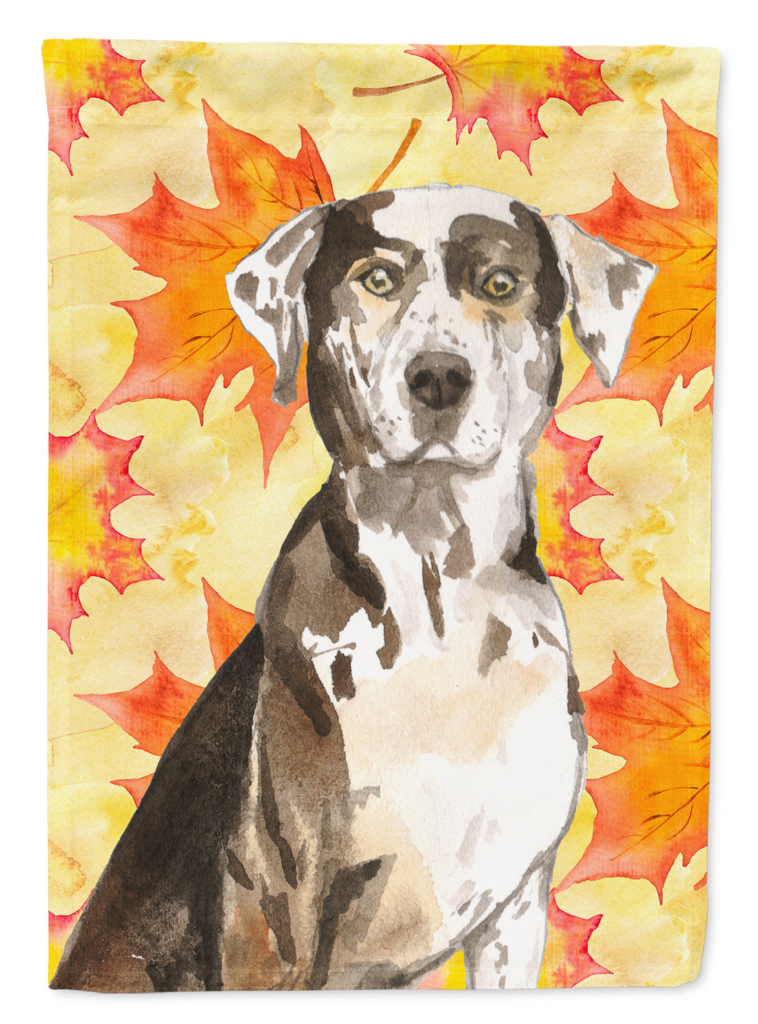 Fall Leaves Catahoula Leopard Dog Flag Canvas House Size CK1845CHF