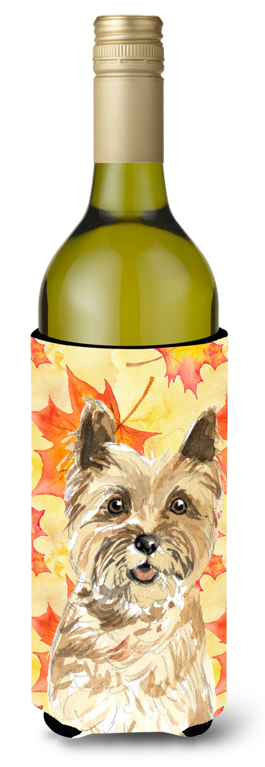 Fall Leaves Cairn Terrier Wine Bottle Beverge Insulator Hugger CK1846LITERK by Caroline&#39;s Treasures