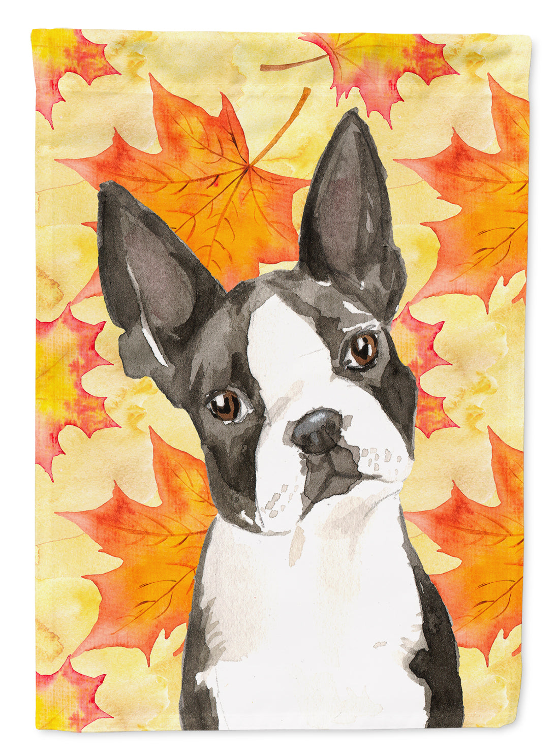 Fall Leaves Boston Terrier Flag Canvas House Size CK1849CHF
